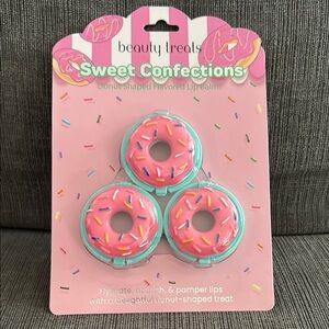 BEAUTY TREATS Sweet Confections 3 piece Moisturizing DONUT Lip Balm Set